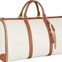 Weekend Bags for Women, Large PU Leather Travel Duffel Bag, Carry On Garment Bag with , Waterproof Lightweight Overnight Holdall