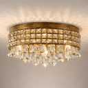 Antique Crystal Flush Ceiling Light: Vintage Bedroom Living Room Chandelier