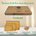 Bamboo Cutting Board Set with Holder, 3-Piece Kitchen Cutting Boards, Cleaning Brush, 15"L x 10"W x 0.5"Th