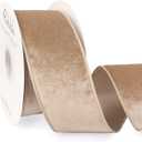 Ribbli Camel Velvet Wired Ribbon 2.5 Inch Velvet with Satin Christmas Ribbon for Gift Wrapping Christmas Tree Decoration Crafts Wreaths Supplies-Continuous 10 Yards