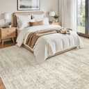 Soalmost Washable Area Rug 8x12, Large Soft Rugs for Living Room Vintage Beige Carpet 8x12 Area Rugs for Bedroom Dining Room Non-Slip Stain Resistant Under Table Rug