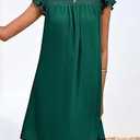 KIRUNDO Women Summer Shift Dress 2025 Casual Ruffle Cap Sleeve Smocked Crew Neck Loose Flowy
 (Large)