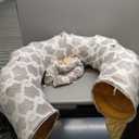 LUCKITTY Large Cat Tunnel Bed Under Christmas Tree with Fluffy Toy Balls, Small Cushion and Flexible Design- 10 inch Diameter, 3 ft Length- Great for Cats, and Small Dogs, Gray Geometric Figure