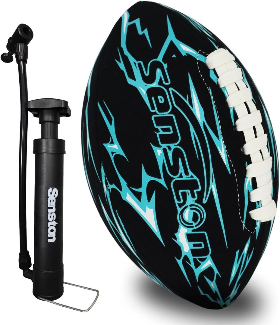 Senston Waterproof Durable Football for Pool 9.25 Inch Pool Football for Swimming Neoprene American Footballs (Blue)