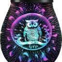 Leyoue 3D Glass Fireworks Electric Wax Melt Warmer with PTC Heating Plate 7 Colors LED Changing Light Wax Burner Melter Fragrance Warmer for Home (Owl)