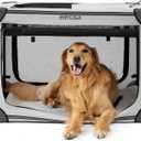 EHEYCIGA Collapsible Dog Crate 36 Inches, Portable Travel Crate for Large Dogs, Soft Foldable Pet Kennel with 4-Door Mesh Windows Indoor & Outdoor, Grey