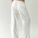 Verdusa Women's Ultra Low Waist Straight Leg Pants Casual Loose Trousers with Pockets (White, L)