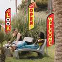 Newwiee 3 Set Feather Flag Banner for Business Advertisement, Now Open Welcome Look Feather Flag Sign 15 Feet Tall Advertising Banner with Fiberglass Pole Kit and Spike for Outdoor Decoration