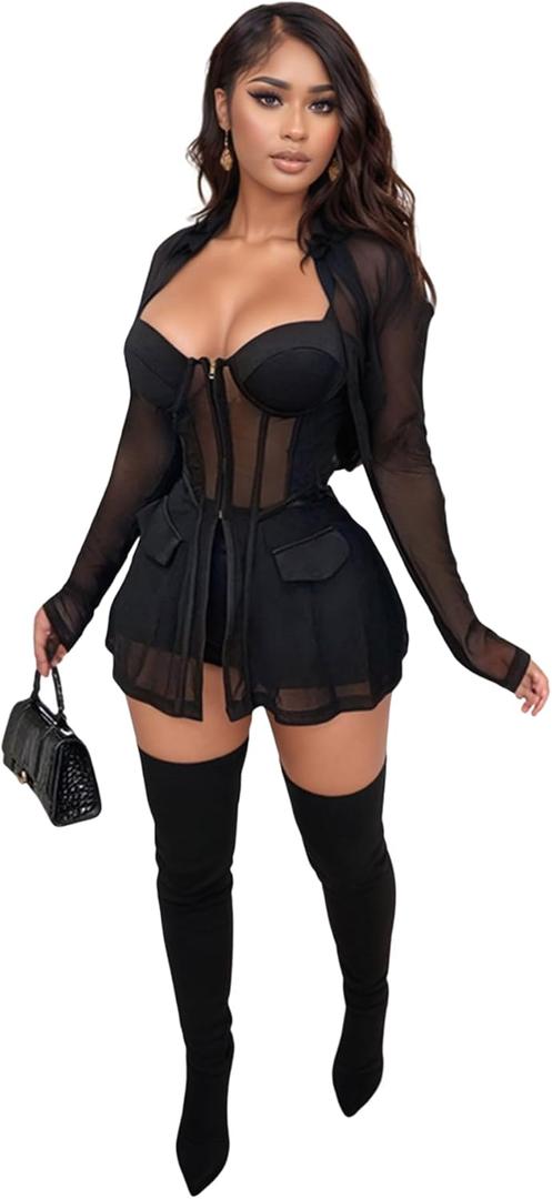 Jigfar Women Sexy Elegant Bodycon Jumpsuit Going Out Romper Birthday Party Club Night Outfits, Size M