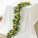 Mizii Artificial Lemon Garland 6FT Fake Fruit Lemons Garland Hanging Vines with Green Leaves Greenery Decorations for Kitchen Table Centerpieces Room Wall Party Wedding Birthday Decor (Lemon)