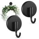 OUTXE Suction Cup Wreath Hanger, Upgraded Reef Hook for Front Door/Glass Window/Over Door, Christmas/Thanksgiving/Halloween/July 4th/Easter/Valentine/Spring/Summer/Fall (Black, 2-Pack)