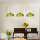 Vintage Glass Pendant LightGreen Flower Ceiling Pendant LightGold Adjustable Hanging Wire for Kitchen Island Dining Room Bedroom Hallway (10Inch - Green(D))
