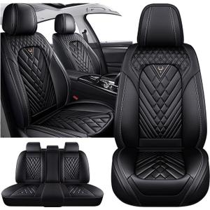 Full Set for Toyota Camry Car Seat Covers 2000-2026, Waterproof Nappa Leather Car Seat Protector, Anti-Slip and Comfortable Car Seat Cover&Accessories(5 Seats/Black)