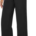 Narcissus Women's Business Casual Slacks Straight Leg Dress Pants with Pockets Elastic Waist Stretchy Office Trousers for Work (Black Regular S)