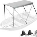 2026 Upgraded 2 Bow Bimini Top for Boat with Storage Boot & Mounting Hardware, 600D UV Protection Waterproof Cover, 1 Aluminum Frame Boat Canopy 63" L x 47"-55" W x 43" H for Jon Boat, Fishing Boat