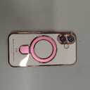 Compatible with iPhone 16 Case with Invisible Magnetic Ring Stand [Compatible with Mag-Safe] [Full Camera Lens Protector] Plating Clear Phone Case for iPhone 16 6.1", Pink