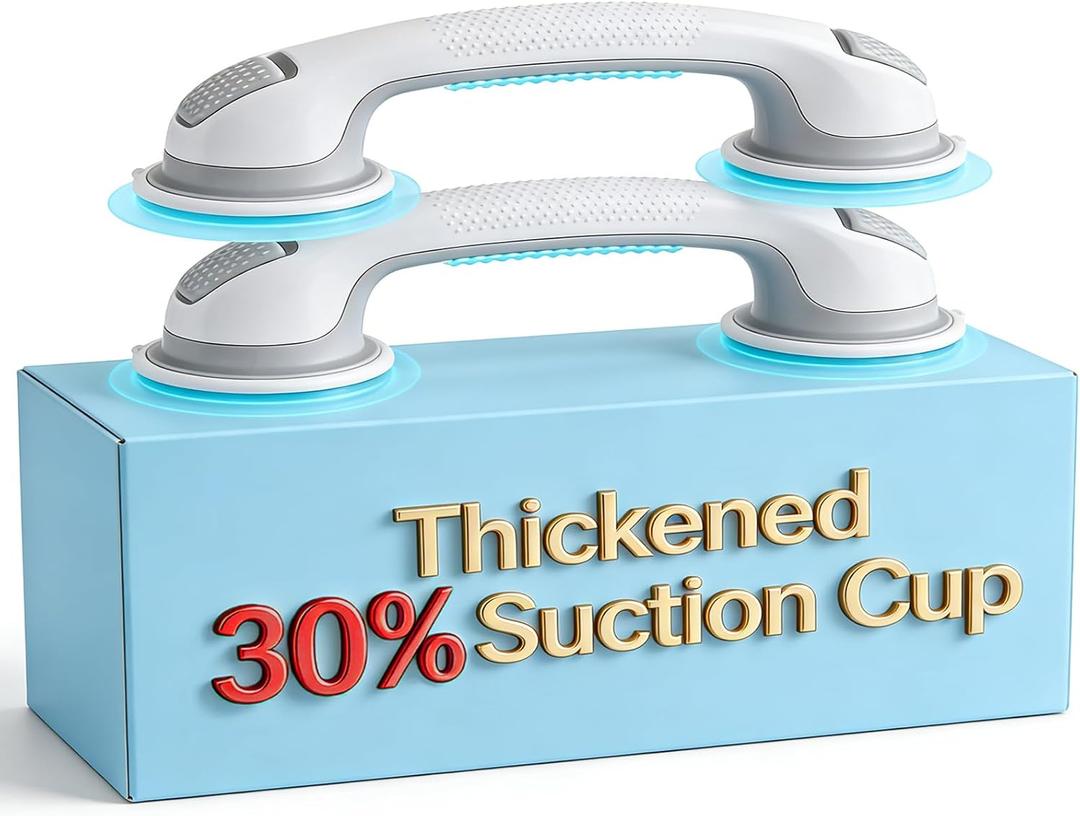 2 Pack 16.15” Grab Bars for Bathtubs and Showers, Shower Handles for Elderly Suction Cup Grab Bars for Shower Wall Heavy Duty, Safety Grab Bar for Seniors Suction Bathroom, No Drilling