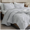 Andency Silver Grey Oversized Super King Plus Comforter Set 128x120, Extra Large King Size Comforter Oversize Boho Soft Warm Bedding Comforter Sets, 3 Pieces Aesthetic Chevron Textured Bedding