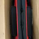 Medline Ultra Lightweight Transport Wheelchair for Adults, Foldable, 19-Inch Seat Width, Red Frame, Black Upholstery