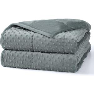 Alomidds Weighted Blanket, Luxury Velvet Weighted Blankets for Adults,Warm and Breathable Soft and Comfort Minky, Heavy Blanket with Premium Glass Beads (48"x72",12lbs Twin Size - Grey)