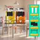 1 Gallon Glass Drink Dispenser with Stand,2 Pack Glass Beverage Dispenser with Stainless Steel Spigot,Water Lemonade Dispenser for Parties