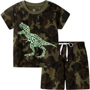 Toddler Boy Clothes Kids Summer Cotton Outfits Short Set Size 2-7Y (Green)