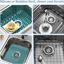 Silicone Sink Protector for Kitchen Bathroom Sink, 2 Pack 13.58"x 11.6" Heat-resistant Mat, Non-Slip and Durable Silicone Protectors, Center Drain (Green)