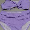 ZAFUL Women High Waisted Bikini Sets Two Piece Swimsuit Push Up Twist Front Ruched Bathing Suit (Medium, Purple)