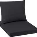 Outdoor Seat Cushion Set 22 x 22 In, Water-Resistant & Fade-Resistan, Patio Furniture Cushions with Removable Cover Deep Seat & Back Cushion with Handle and Adjustable Straps for Chair Sofa, 1PC (Black)