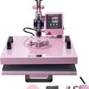 VEVOR Heat Press Machine 15x15 inch, Heat Press Machine for T-Shirts, 5 in 1 Heat Press with 30 OZ Tumbler Press, Combo Tumbler Heat Press Machine Sublimation for Hat Cap Mug Plate, Pink