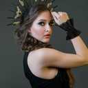 2 x Short Lace Fingerless Gloves,mesh gothic Black Hand Sleeve, Vintage Sexy Wedding Cuffs for Women Masquerade Halloween Party (Black)