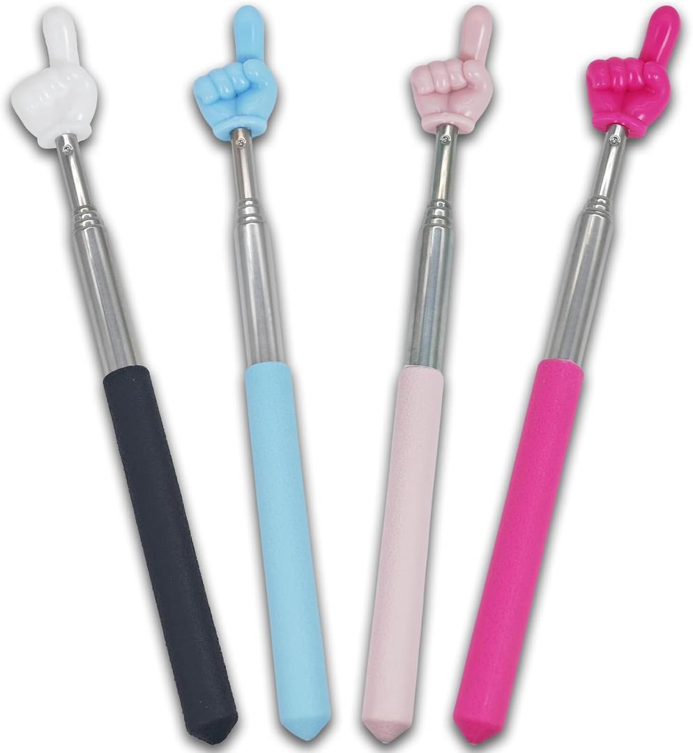 4 PCS Telescopic Pointer Stick - Retractable Teacher Pointer for Classroom, Extendable Reading Pointer for Kids, Bright Colored Presentation Pointers