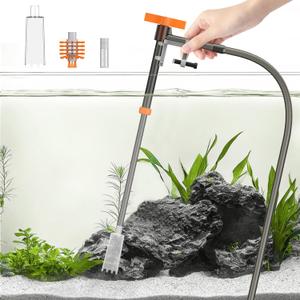 Pawfly Aquarium Water Changer Kit Fish Tank Siphon Vacuum Cleaner with 3.75 Feet Long Hose and Extendable Tubing Manual Aquarium Gravel Cleaner Tools for Water Changing Sand Washing and Maintenance