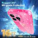 2 x for iPhone 16 Pro Case, iPhone 16 Pro Clear Case,[Not-Yellowing] with [1X Tempered Glass Screen Protector],Glitter Bling Sparkly Slim Fit Shockproof Phone Cases for Women Girls (Hot Pink)