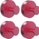Vacuum Suction Cup Hooks for Shower 4 Pack, Heavy Duty Aluminum Alloy Towel Hooks for Bathroom Kitchen Glass Tile Mirror Wall No Drill Removable Robe Loofah Coat Suction Hooks Hanging-Red