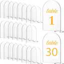 30 Sets Clear Arch Acrylic Sign with Stands Blank Arched Acrylic Sheet DIY Arch Table Numbers for Wedding Reception Event Party Restaurant Centerpieces Decor (4 x 6 Inch)