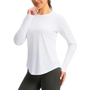 Women's UPF 50+ Sun Shirt Long Sleeve UV Shirts Rash Guard Lightweight Quick Dry Workout Hiking Tops for Women, M, White