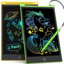 TECJOE 2 Pack LCD Writing Tablet, 8.5 Inch Colorful Doodle Board Drawing Tablet for Kids, Kids Travel Games Activity Learning Toys Birthday Gifts for 3 4 5 6 Year Old Boys and Girls Toddlers (Yellow Green)
