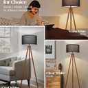 ELYONA Wood Tripod Floor Lamp Modern Standing Lamp with Black Drum Shade, Industrial Tall Reading Lamp for Office Living Room Bedroom, ETL Listed Walnut & Black, 3 Color Temperatures LED Bulb Include, Walnut Black