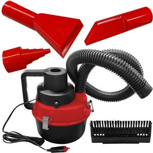 Car Vacuum Cleaner, DC 12V Multi-Purpose Automotive Wet and Dry Vacuum with 3 Nozzles, Portable Handheld Vehicle Interior Duster for Car, Office, Home, Floor (Red)
