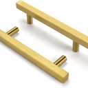 goldenwarm 6 Pack Gold Cabinet Handles Brushed Brass 4 Inch Pulls for Drawers Gold Kitchen Hardware - LS1212GD102 Modern Brass Door Pulls Handles, 102mm(4 inch) Hole Centers (Brushed Gold)
