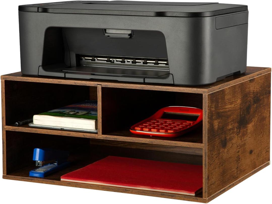 Printer Stand Shelf with Storage Wood Desk Paper Organizer for Home/Office, Printer Riser, 2 Tier