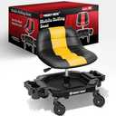 FREEKYROCK Rolling Stool with Wheels, Adjustable Height Pneumatic Garage Work Mechanic Stool Seat with Backrest, 400 LBS Capacity 360° Swivel Mechanic Crepper Chair with Tool Tray Storage, Yellow