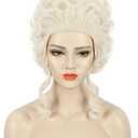 karlery Women Short White Blonde Curly Wig Queen Colonial Wig Halloween Party Costume Wig