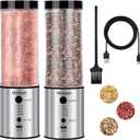 Larger Capacity Electric Salt and Pepper Grinder Set, Rechargeable Salt and Pepper Shakers Set, Kitchen Gadgets Salt and Pepper Mill