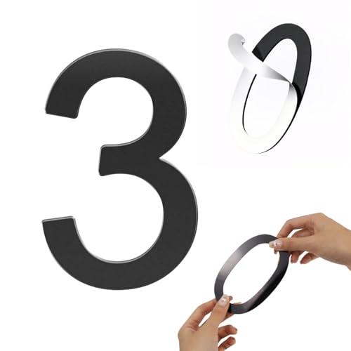 Self-adhesive 3 Inch House Numbers Acrylic House Number Modern House Numbers Black Mailbox Numbers for Outside Address Home Number for Apartments Office Hotel Room (3)