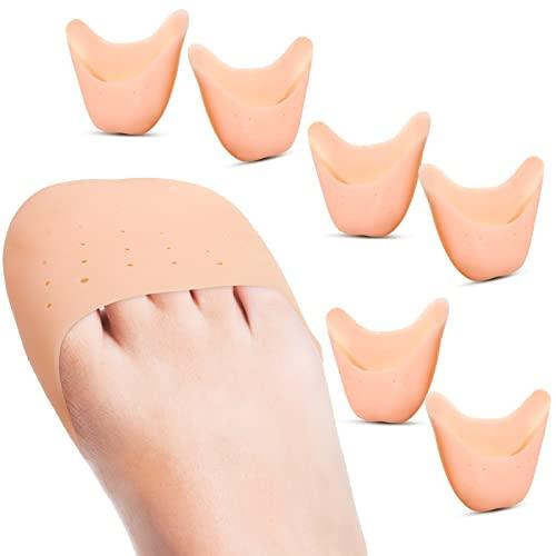 Zhanmai 6 Pcs Toe Cover Protectors for Women Silicone Toe Pouch Caps Gel Pads Pointe Shoes Protectors Gel Ballet Dance Sock Pads with Breathable Hole for Ball of Foot Metatarsal (Beige)