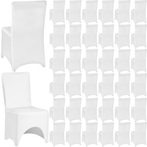 Tudomro 50 Pcs Spandex Chair Covers Wedding Universal Polyester Stretch Chair Slipcovers for Party Banquet Dining Decor(White)