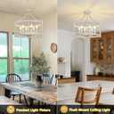 6-Light Farmhouse Chandelier, 19.3'' Vintage Chandeliers for Dining Room, Antique White Semi Flush Mount Ceiling Light, Rustic Metal Hanging Pendant Light Fixture for Entryway Foyer Hallway