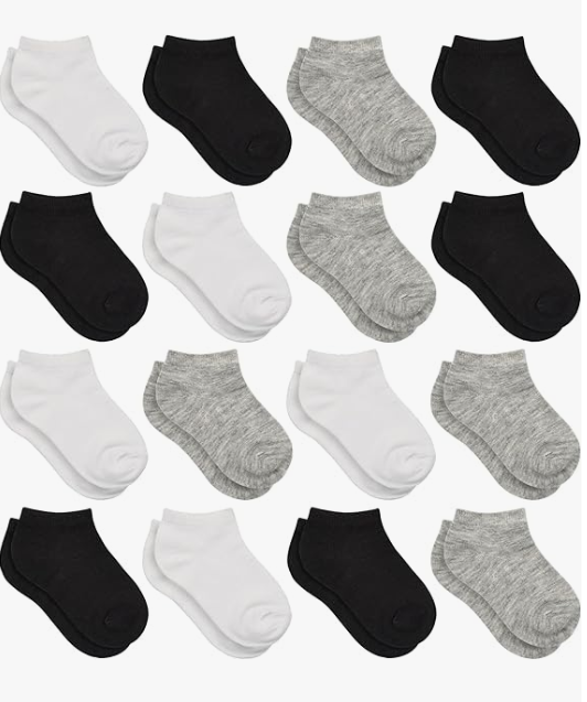 Toddler Socks, 16 Pairs Low Cut No Show Ankle Set for Boys Girls Kids (1-14 Years Old) (#2 Black+white 16pk)